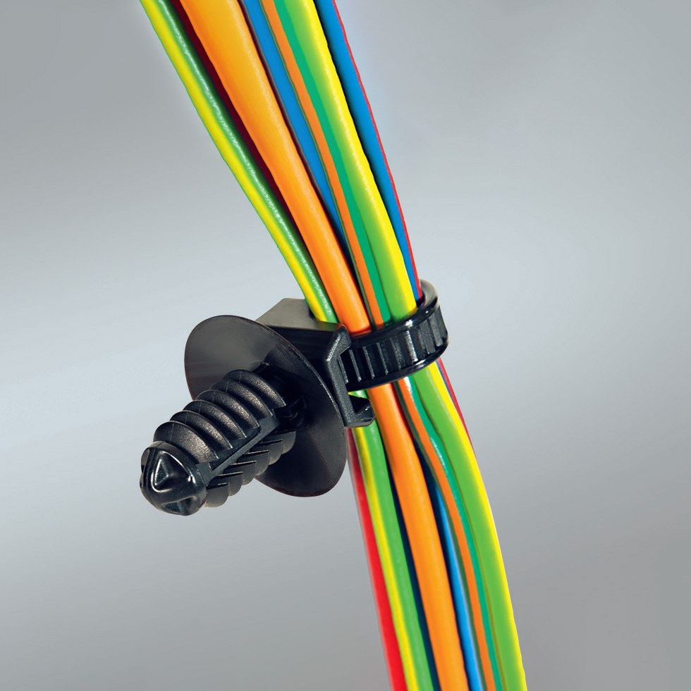 带杉树头和圆盘的一体式固定扎带 PA66HS